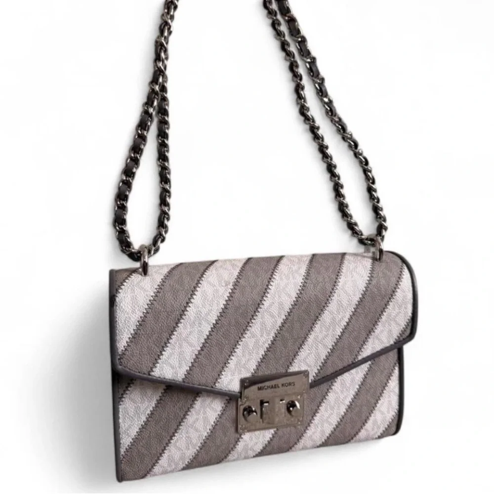 NWT ~ MICHAEL Michael Kors ‘Rose’ Two-Tone-Chain-Link Crossbody Shoulder Bag